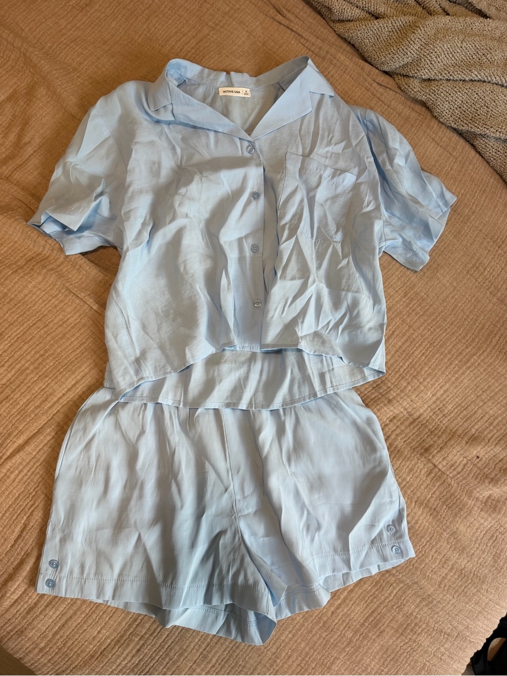 Active USA Pale Blue Lounge Short Set
